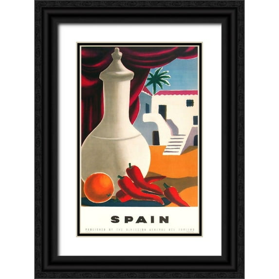 Vintage Apple Collection 22x32 Black Ornate Wood Framed with Double Matting Museum Art Print Titled - Spain Peppers