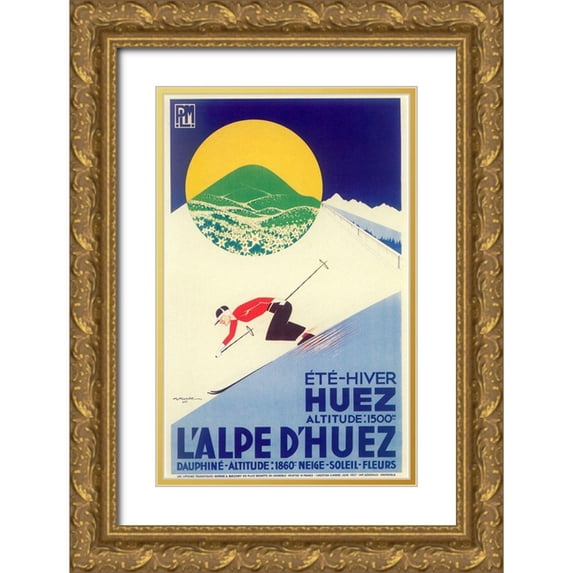 Vintage Apple Collection 22x32 Gold Ornate Wood Framed with Double Matting Museum Art Print Titled - Alpe de Huez