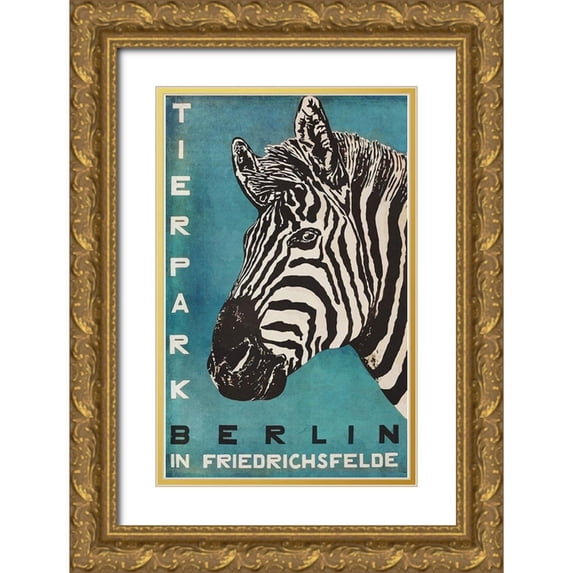 Vintage Apple Collection 22x32 Gold Ornate Wood Framed with Double Matting Museum Art Print Titled - Berlin_Zebra