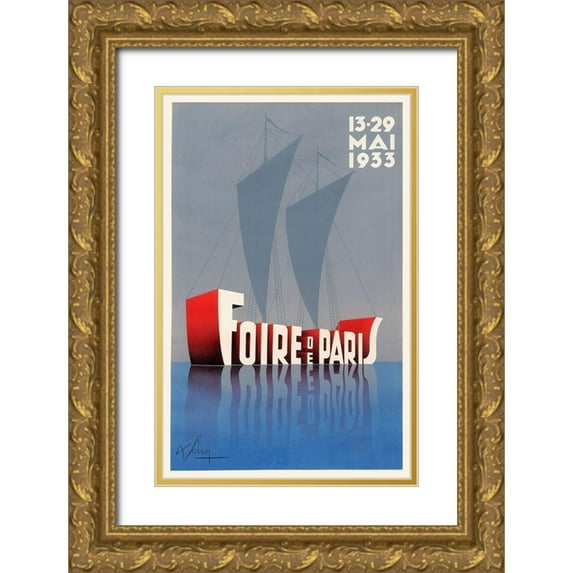 Vintage Apple Collection 22x32 Gold Ornate Wood Framed with Double Matting Museum Art Print Titled - Foire De Paris