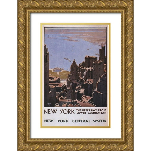 Vintage Apple Collection 22x32 Gold Ornate Wood Framed with Double Matting Museum Art Print Titled - NY Central