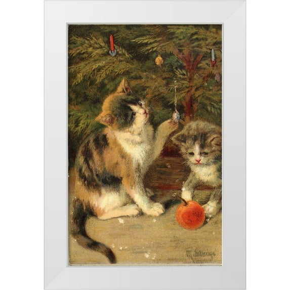 Vintage Apple Collection 22x32 White Modern Wood Framed Museum Art Print Titled - Kitty Cats