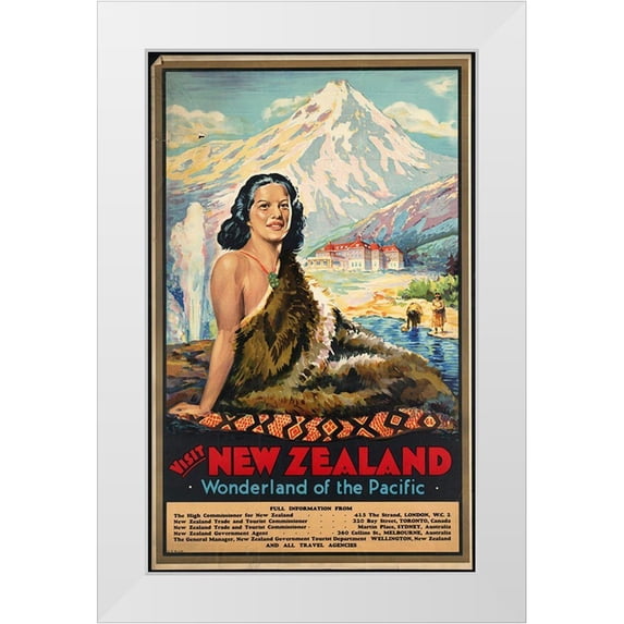 Vintage Apple Collection 22x32 White Modern Wood Framed Museum Art Print Titled - New Zealand Wonderland Of The Pacific