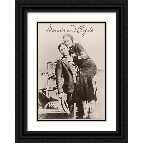 Vintage Apple Collection 23x32 Black Ornate Wood Framed with Double Matting Museum Art Print Titled - Bonnie And Clyde Ii