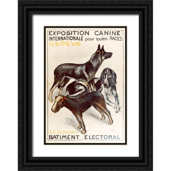 Vintage Apple Collection 23x32 Black Ornate Wood Framed with Double Matting Museum Art Print Titled - Exposition Canine Geneva