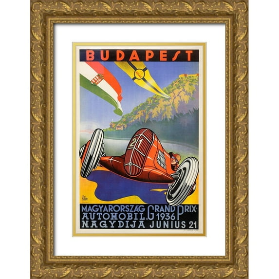 Vintage Apple Collection 23x32 Gold Ornate Wood Framed with Double Matting Museum Art Print Titled - Budapest