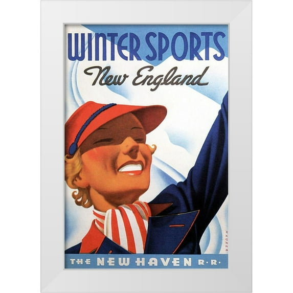 Vintage Apple Collection 23x32 White Modern Wood Framed Museum Art Print Titled - Winter Sports
