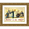 thumbnail image 1 of Vintage Apple Collection 24x18 Gold Ornate Wood Framed with Double Matting Museum Art Print Titled - Enlist In The Navy, 1 of 4
