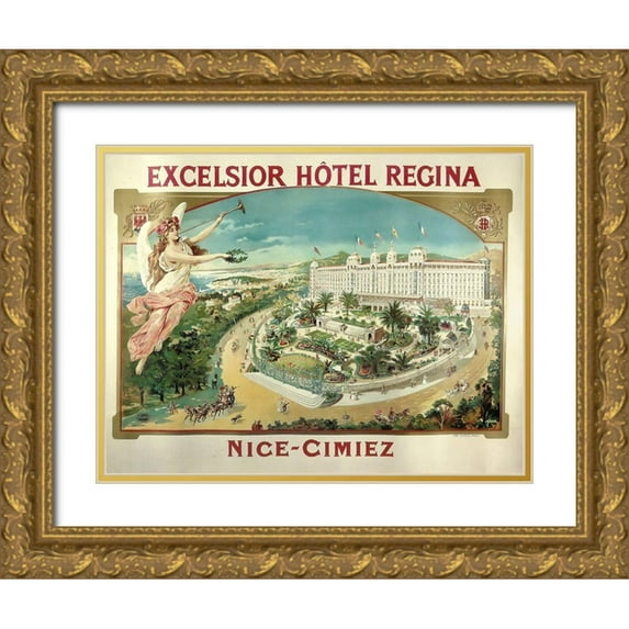 Vintage Apple Collection 24x19 Gold Ornate Wood Framed with Double Matting Museum Art Print Titled - Hotel Excelsior I