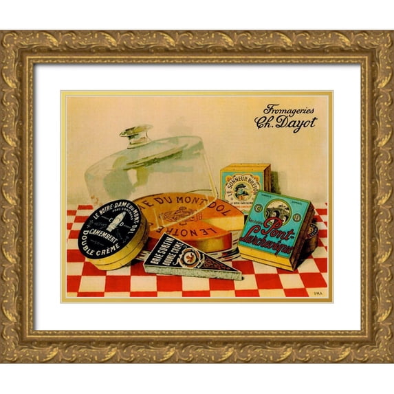 Vintage Apple Collection 24x19 Gold Ornate Wood Framed with Double Matting Museum Art Print Titled - Vintage Cheese - Fromage