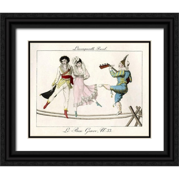 Vintage Apple Collection 24x20 Black Ornate Wood Framed with Double Matting Museum Art Print Titled - Tightrope Walkers French