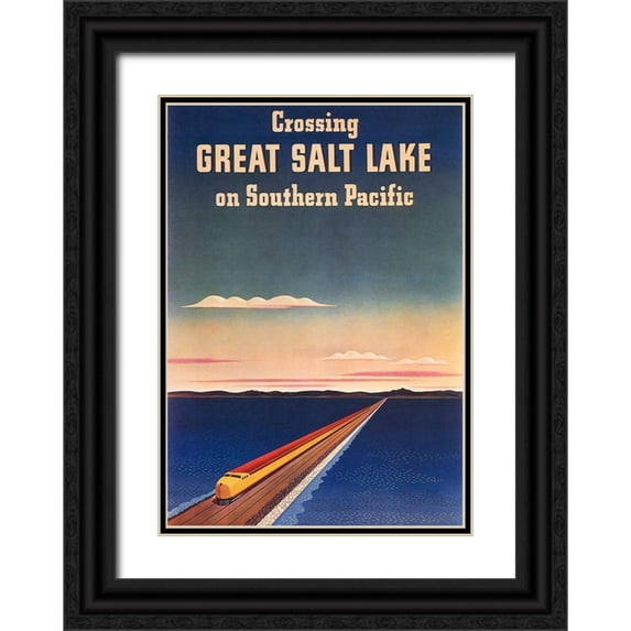 Vintage Apple Collection 24x32 Black Ornate Wood Framed with Double Matting Museum Art Print Titled - Great Salt Lake