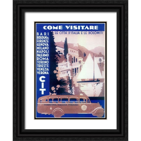 Vintage Apple Collection 24x32 Black Ornate Wood Framed with Double Matting Museum Art Print Titled - Italian Cities
