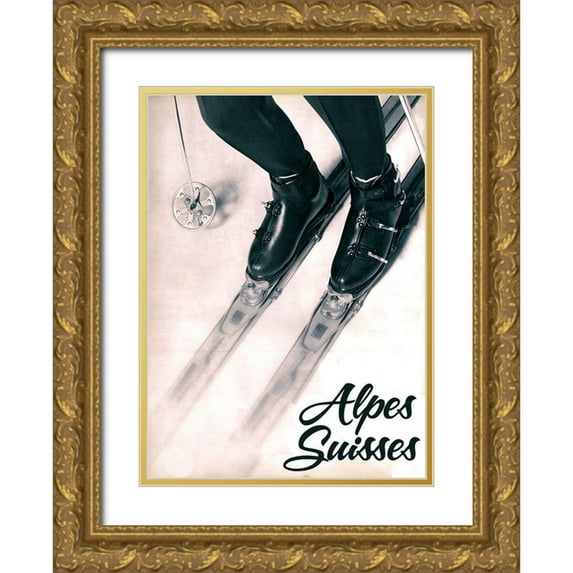 Vintage Apple Collection 24x32 Gold Ornate Wood Framed with Double Matting Museum Art Print Titled - Alpes_Suisses