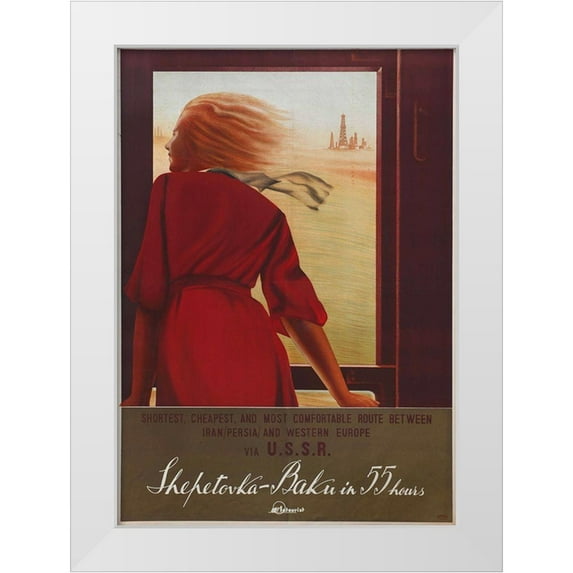 Vintage Apple Collection 24x32 White Modern Wood Framed Museum Art Print Titled - Travel USSR