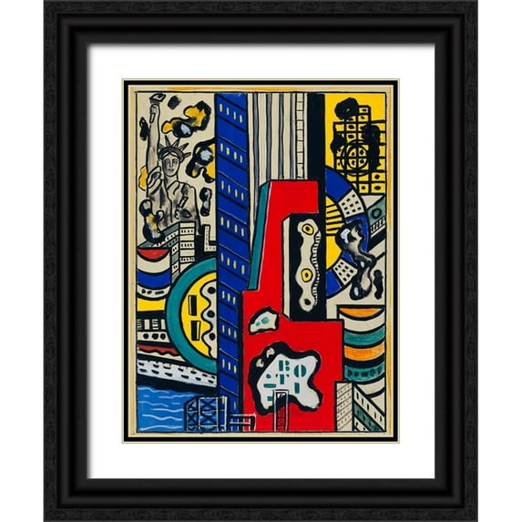 Vintage Apple Collection 25x32 Black Ornate Wood Framed with Double Matting Museum Art Print Titled - Fernand Léger - Study for Cinematic Mural-Study III