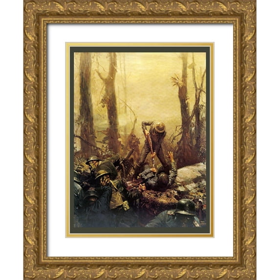 Vintage Apple Collection 25x32 Gold Ornate Wood Framed with Double Matting Museum Art Print Titled - Mural Forest Marines
