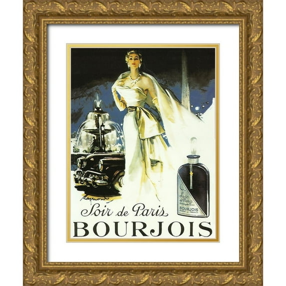 Vintage Apple Collection 25x32 Gold Ornate Wood Framed with Double Matting Museum Art Print Titled - Soir de Paris