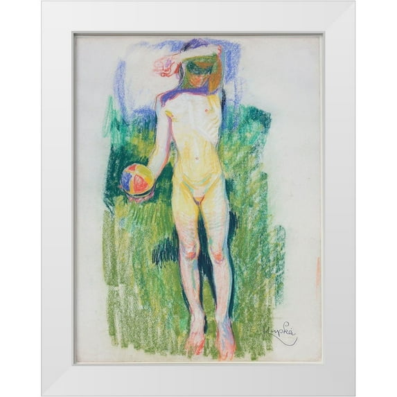 Vintage Apple Collection 25x32 White Modern Wood Framed Museum Art Print Titled - Frantisek Kupka - Girl with a Ball