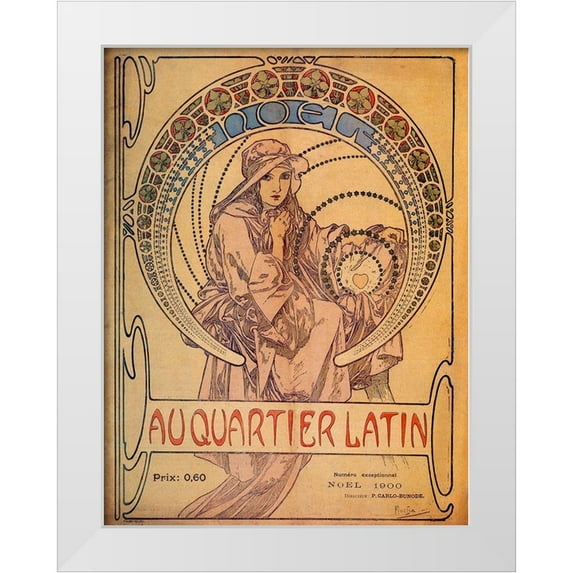 Vintage Apple Collection 25x32 White Modern Wood Framed Museum Art Print Titled - Mucha Quarter Latin