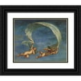 thumbnail image 1 of Vintage Apple Collection 31x26 Black Ornate Wood Framed with Double Matting Museum Art Print Titled - Two Angels Flying, 1 of 4