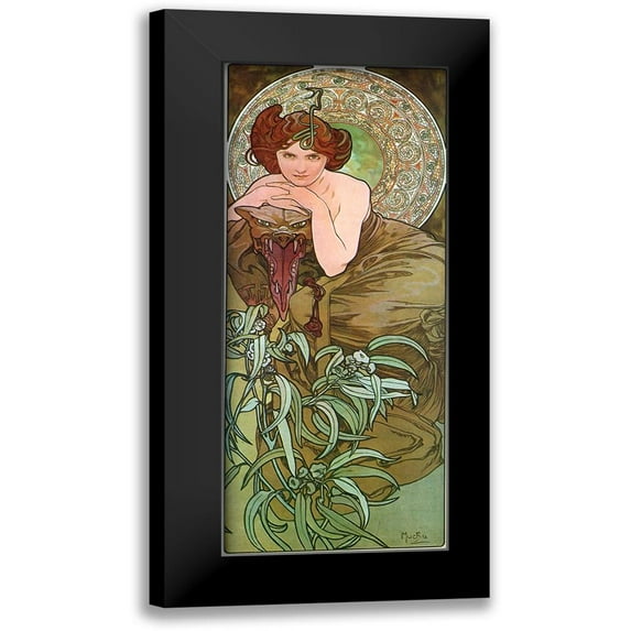 Vintage Apple Collection 8x14 Black Modern Framed Museum Art Print Titled - Mucha Emeraude
