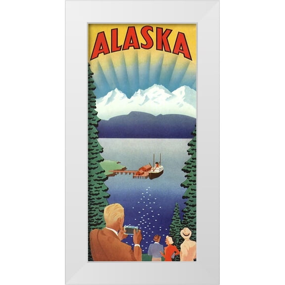 Vintage Apple Collection 9x14 White Modern Wood Framed Museum Art Print Titled - Trav Alaska Whitecap Mountains