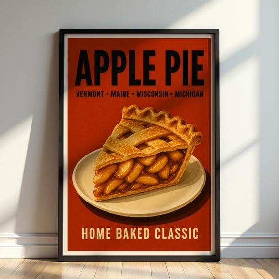 Vintage Apple Pie Poster Retro Dessert Wall Art Americana Kitchen Print Home Decor Office Wall Art