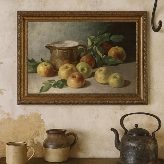 Vintage Apple Still Life Rustic Farmhouse Kitchen Art Home Decor, 16x24 UNFRAMED