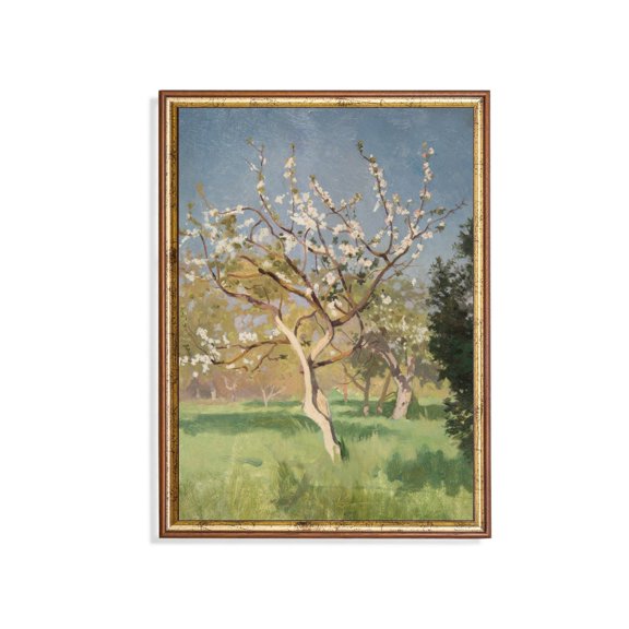 Vintage Apple Tree Antique Landscape Art Poster Home Decor, 24x36 UNFRAMED