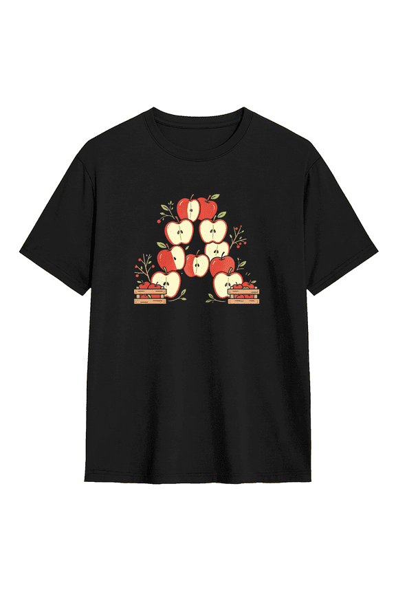 Vintage Apples Retro Graphic Tee for Men and Women, Fun Teacher Cotton Short Sleeves T-Shirt