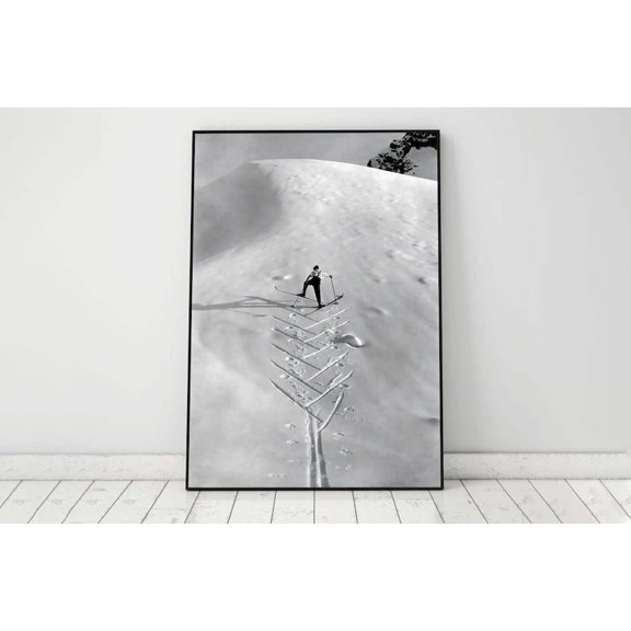 Vintage Après Ski Poster, Black and White Skiing Photo Print – 8x12 UNFRAMED