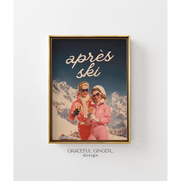 Vintage Apres Ski Poster, Retro Chalet Winter Wall Art