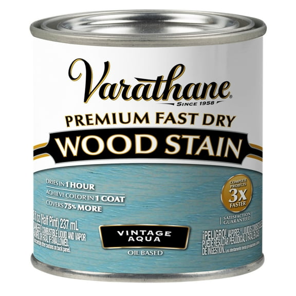 4 Pack, Vintage Aqua, Varathane Premium Fast Dry Wood Stain-333613, Half Pint