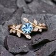 thumbnail image 1 of Vintage Aquamarine Twig Wedding Ring Rose Gold Leaf Branch Ring March Birthstone Gift Jewelry Nature Inspired Bridal Ring Personalized Gift, 1 of 5