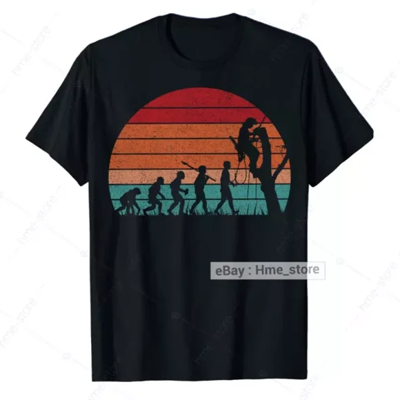 Vintage Arborist Retro Sunset T-Shirt for Men Tree Climber Logger Lumberjack Tee