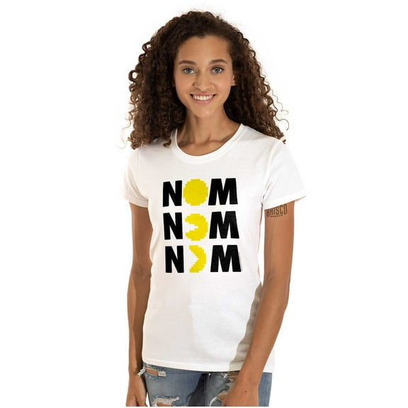 Vintage Arcade Game PACMAN Nom Nom Women's T Shirt Ladies Tee Brisco Brands L