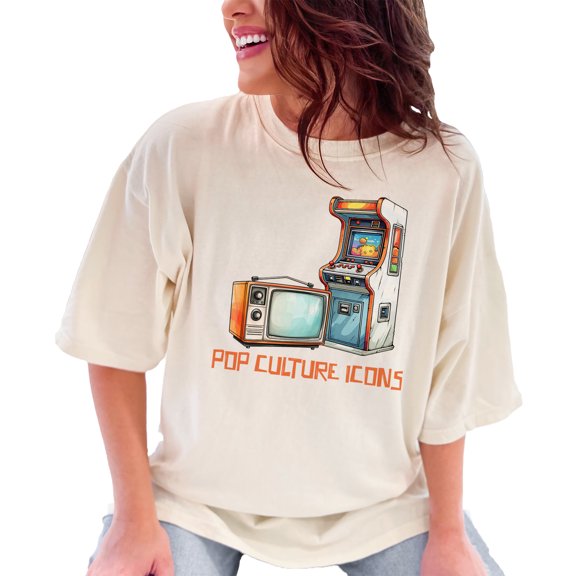 Vintage Arcade TV T-Shirt, Retro Pop Culture Icons Tee, Classic Gaming Shirt, Old School Video Game Apparel, Unique Graphic Gift, Ivory Comfort Colors T-Shirt, Small