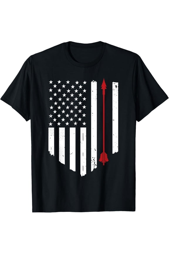 Vintage Archery American Flag Funny USA Red White Arrow Gift T-Shirt