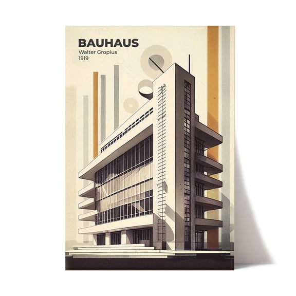 Vintage Architecture, Bauhaus Design Wall Art, Retro Architecture Print, Bauhaus Art, Architect Walter Gropius #1694, Unframed Poster Size 8x12