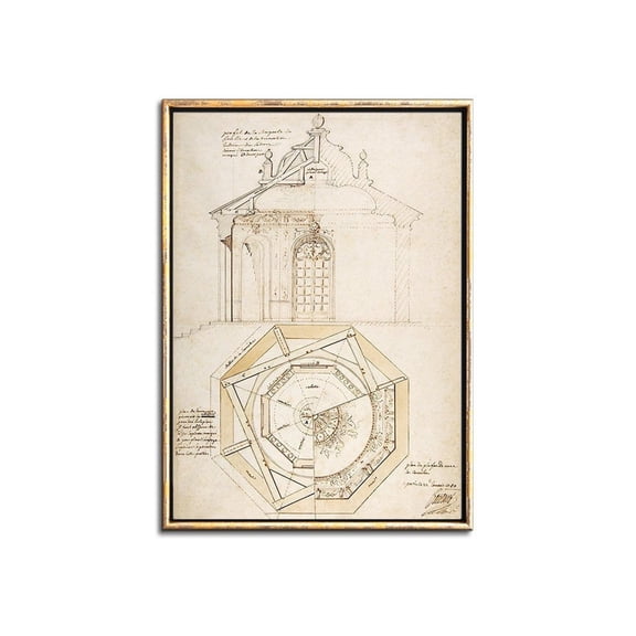 Vintage Architecture Illustration Print, Unframed Paper Poster 8x10in