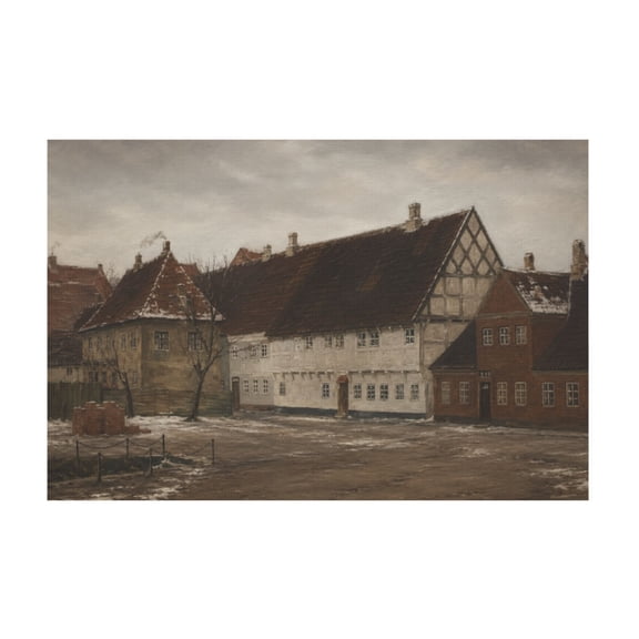 Vintage Architecture Winter Scene Rustic Farmhouse Canvas Wall Art For Bedroom Kitchen Or Office 12*18in