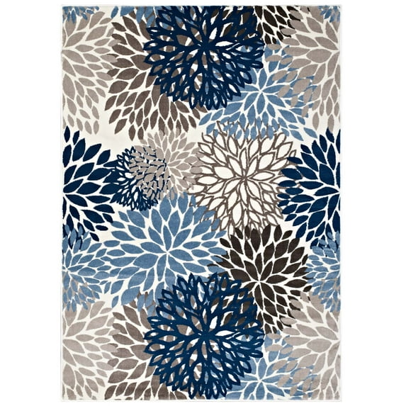 Vintage Area Rug Runner Floor Carpet, Rectangular, 4x6, Blue Brown Beige, Modern Contemporary Urban Design, Living Lounge Room Hotel Lobby Hospitality