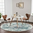 thumbnail image 1 of Vintage Area Rugs,Soft Washable Distressed Thin Rugs for Living Room Bedroom,Non-Slip Foldable Indoor Carpet,8' Diameter Dark Green, 1 of 5