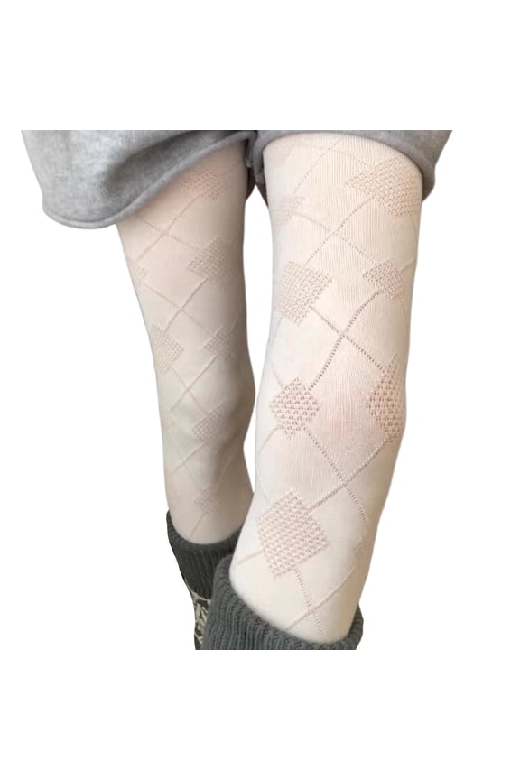 Vintage Argyle Pattern Cotton Tights Pantyhose Stretchy Slimming Opaque Leggings Stockings Hosiery for Stylish Women