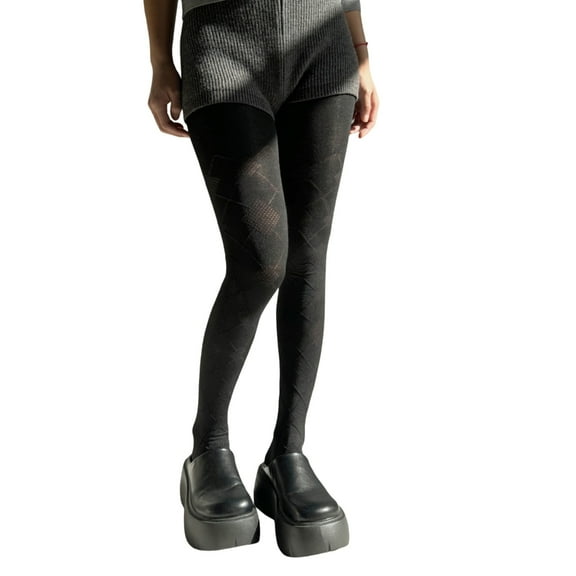 Vintage Argyle Patterned Designs Tights Cotton Leggings Pantyhose Opaque Stockings Hosiery for Fashion Forward Women