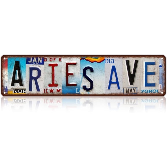 Vintage Aries Ave Wall Decor Street Signs Home Bar Coffee Metal Tin Signs 4x16 Inch