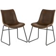 thumbnail image 1 of Vintage Armless Leatherier Dining Stools, Indoor Dining Chairs Set of 2 (Light Brown), 1 of 7