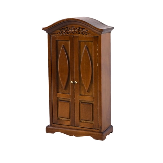 Vintage Armoire Miniature Furniture 1/12 Dollhouses Wooden Double Door Cabinet