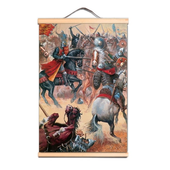 Vintage Armor Warrior Artwork Wooden Scroll Painting - Upgrade Your Room Wall Decor with Templar Knight Art Poster Wall Charts 3,Multicolor,11.8X17.7 inches